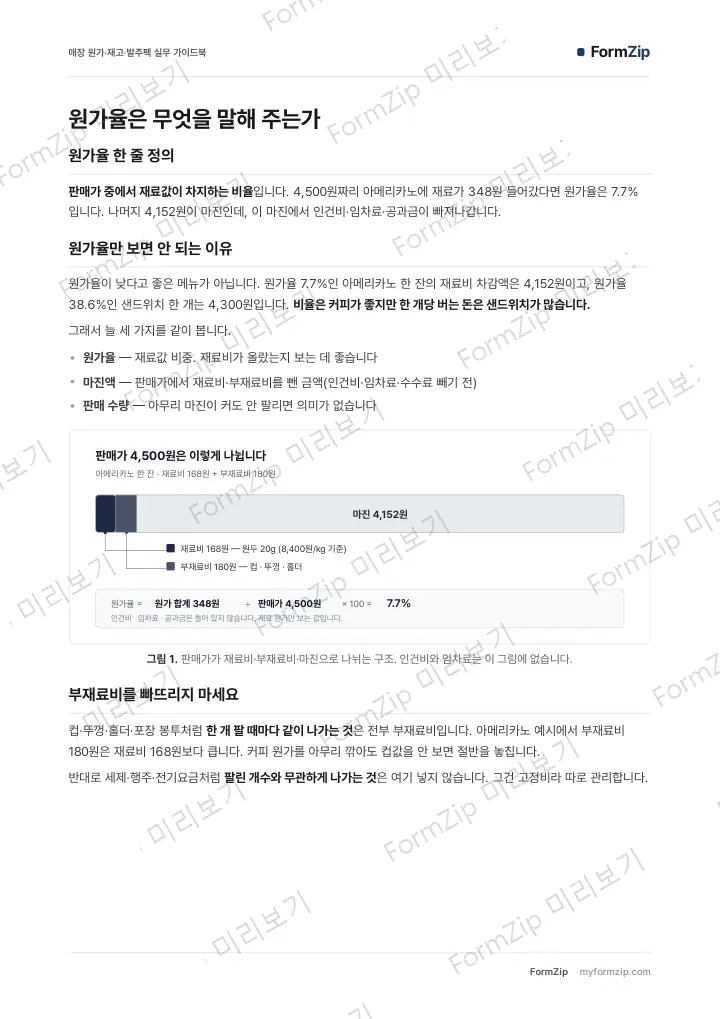 원가·재고 관리 실무 가이드북 — 본문 미리보기 — 워터마크가 있는 저해상도 견본 이미지